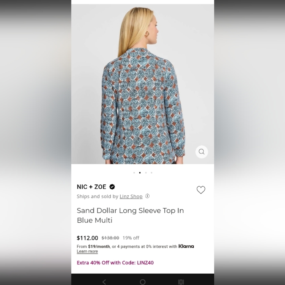 NIC+ZOE Sand Dollar Patterned Top - Picture 4 of 8